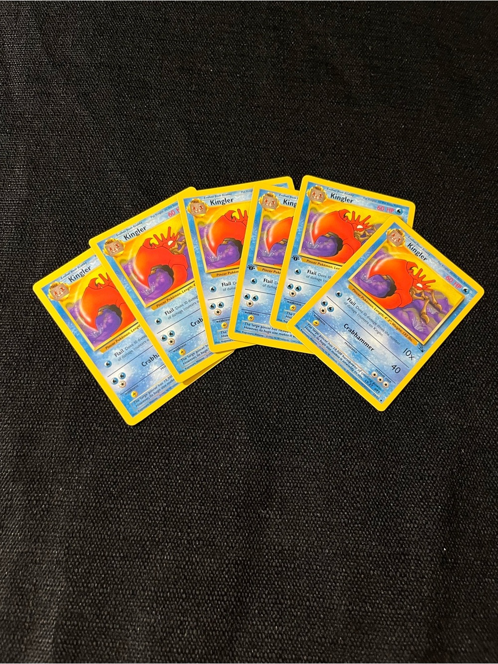 Set of 6 Kingler Pokémon Cards  Mint Fossil 38/62 level 27 #99